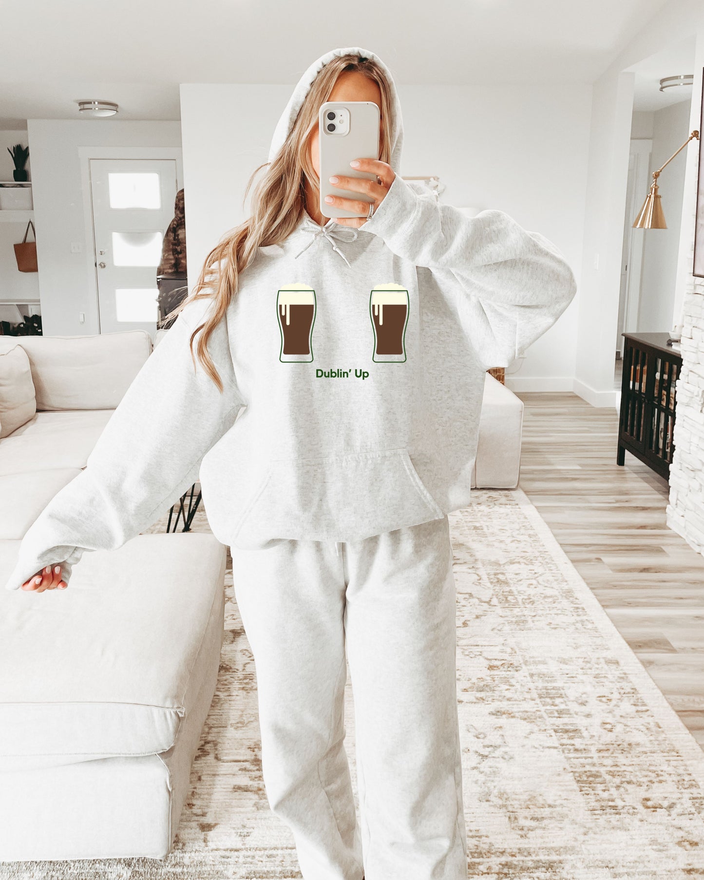 Dublin' up beer hoodie in grey