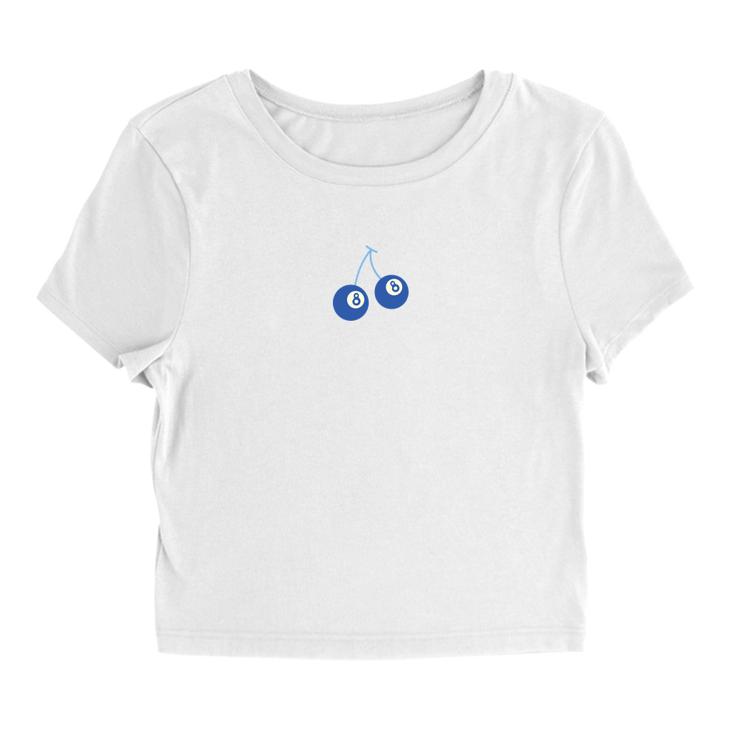 Womens white eight ball cherry shirt