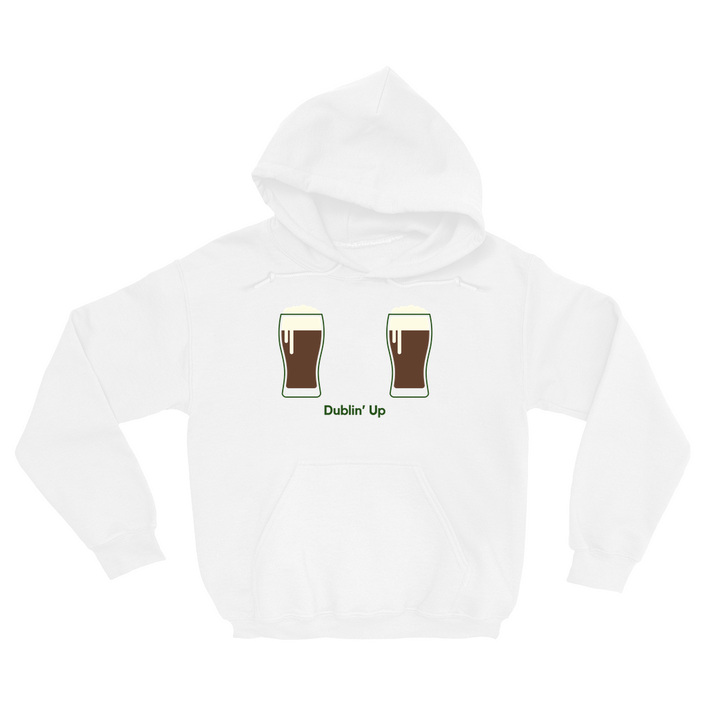 Professional image of Lucky Days Dublin' up beer hoodie in white