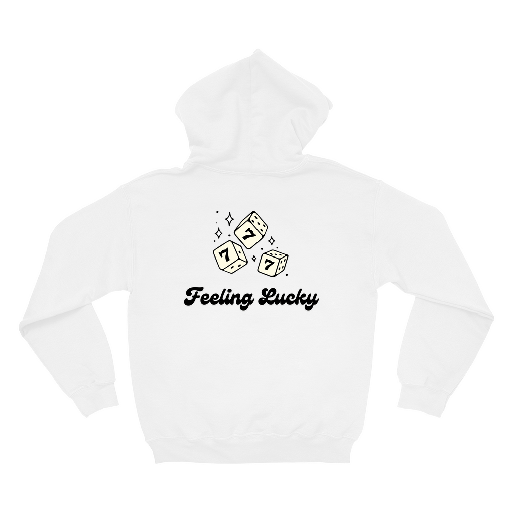 White Bow & Dice hoodie back mockup.