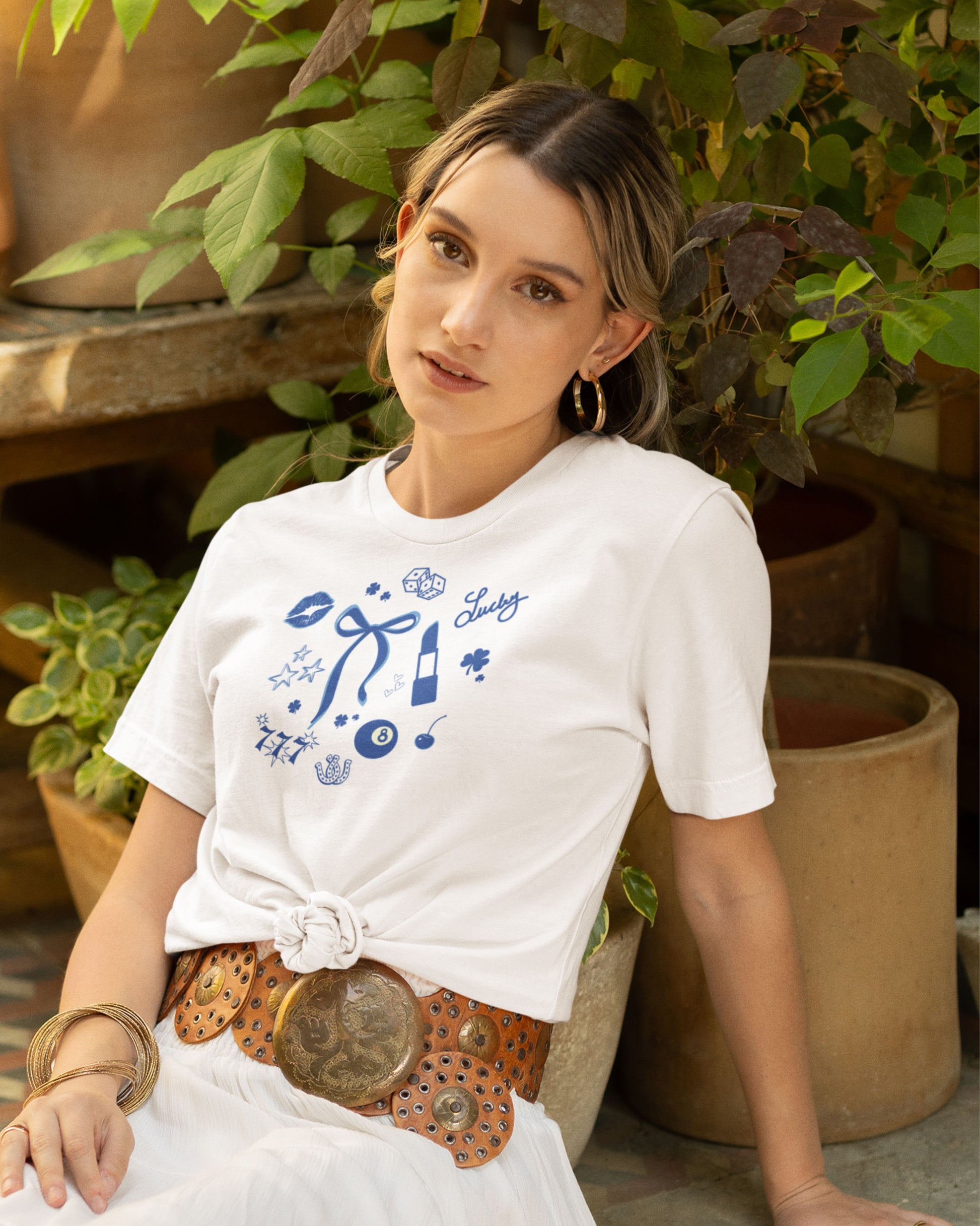 Girl in Lucky Icon Shirt