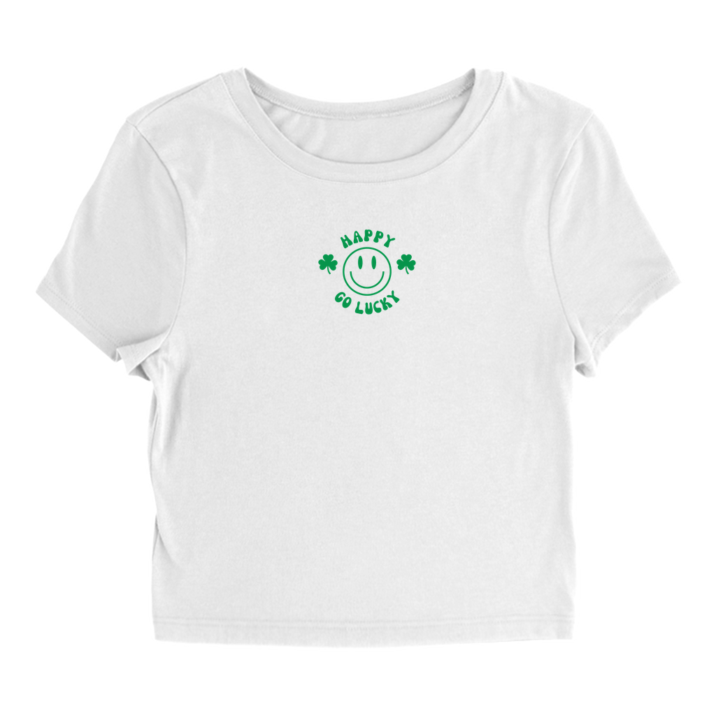 White Happy Go Lucky Baby Tee with Smiley Face design